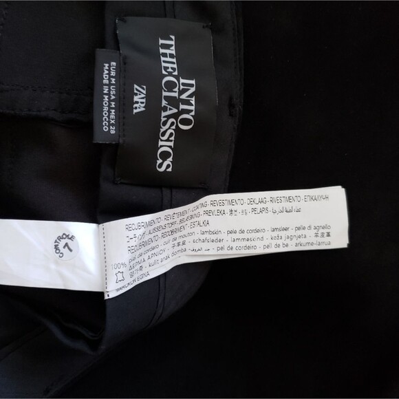 Zara Lambskin Suede Bootcut High-Waist Stretch Pants Limited Edition Medium Blac - Picture 9 of 12